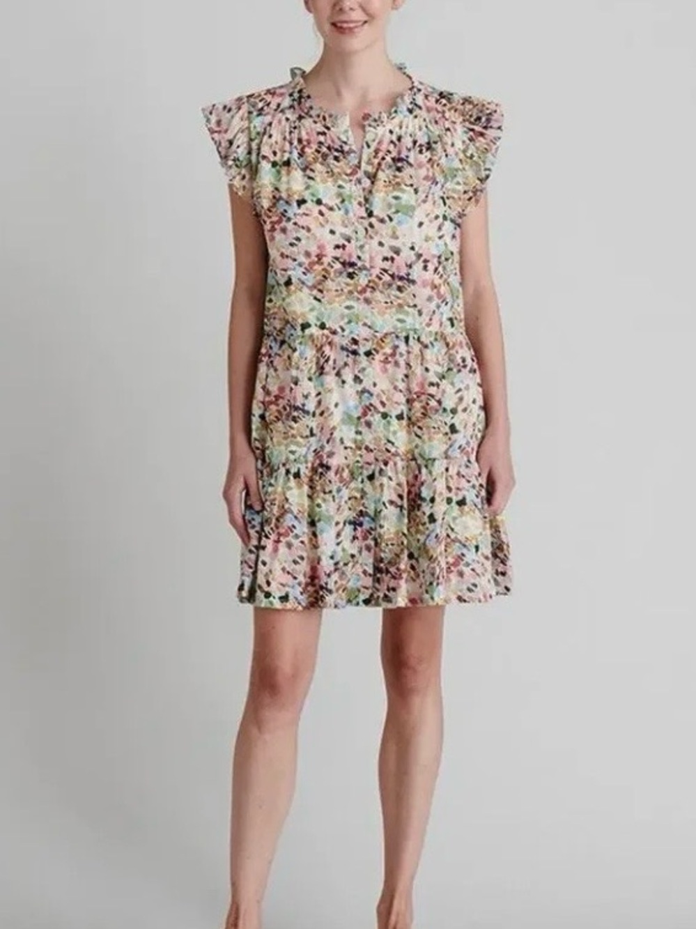 Pink Chicken Kelani Watercolor Brush Mini Dress